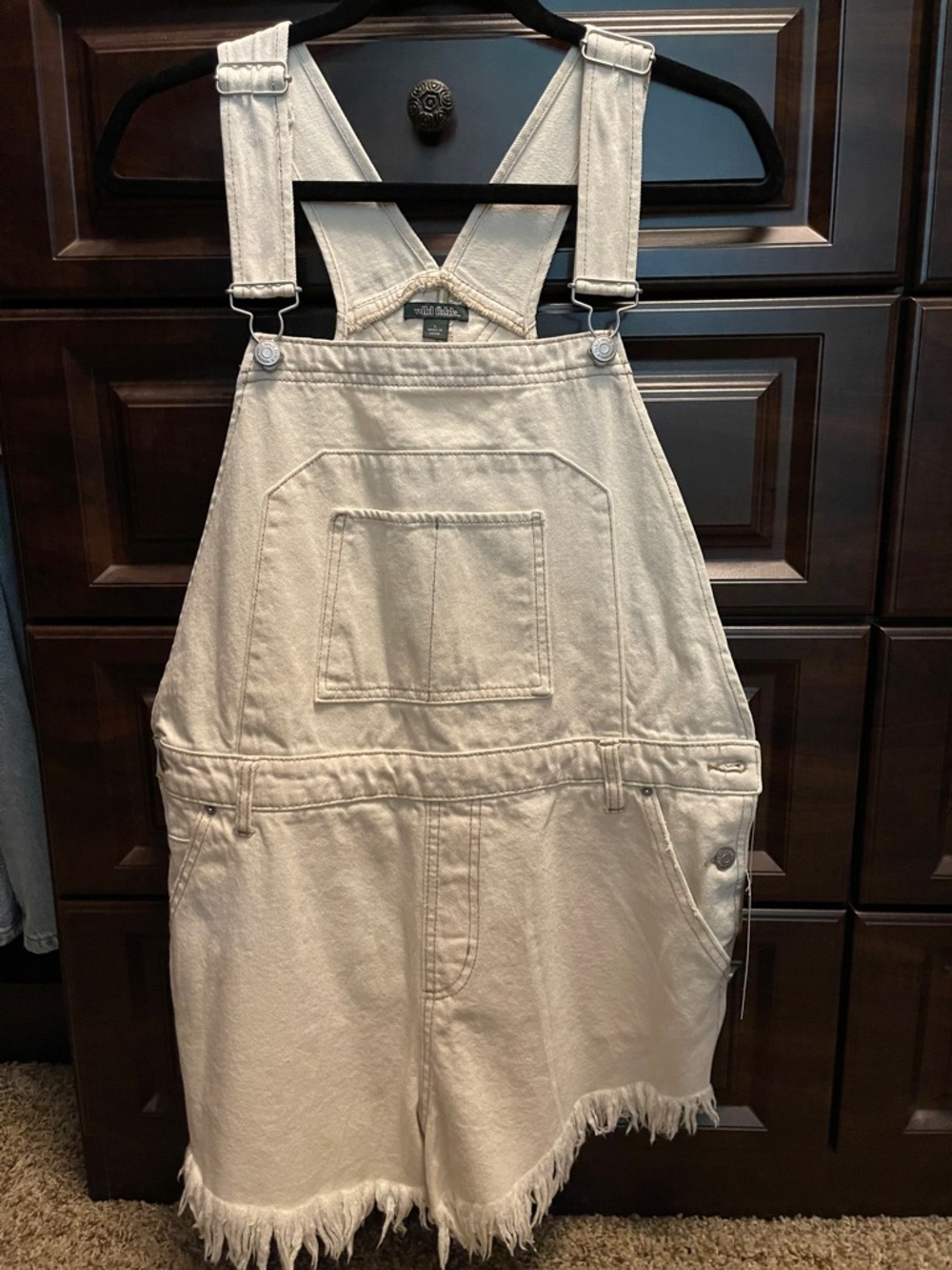 wild fable Cream Denim Short Overalls NWT L